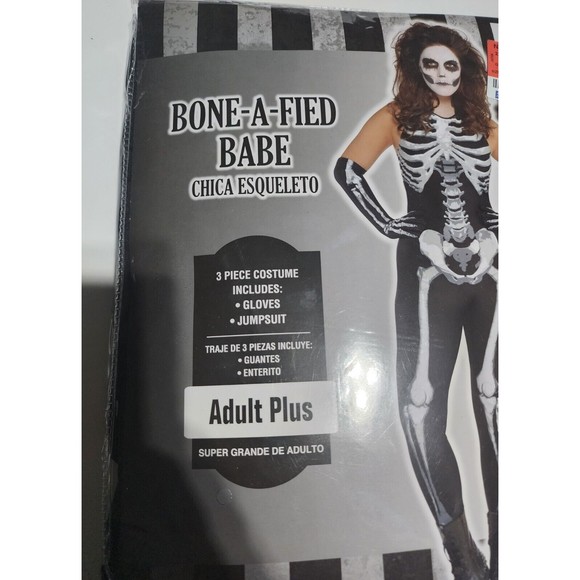 Skeleton Costume Adult Female Bodysuit Halloween Fancy Dress Plus 18-20 - Picture 5 of 7